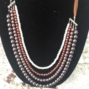 Multi-strand Faux Pearl Necklace in Browntones